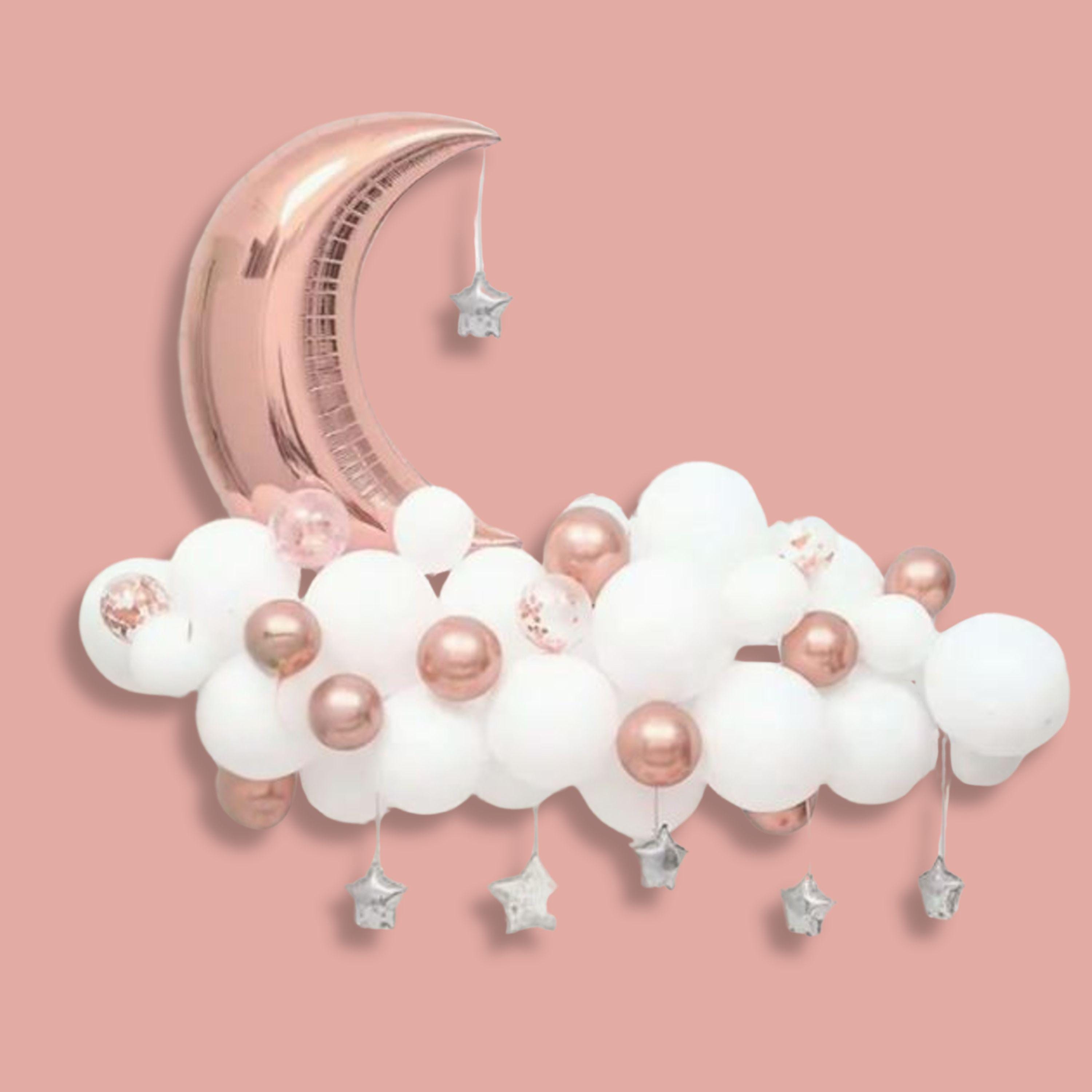 Twinkle Little Star Decor for Baby Shower Rose Gold Balloon Decoration for Baby Shower Moon and Star Party Decoration Balloons for Shower