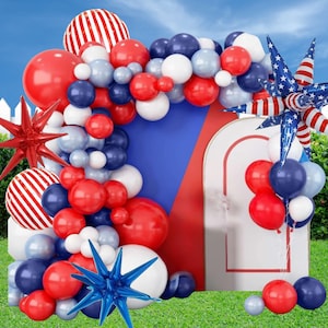 Fourth of July Decoration Balloon Arch for 4th of July Celebration Backdrop Red White and Blue Theme Bachelorette Party Balloon Garland Kit
