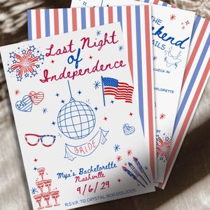 Invitation for Bachelorette Party Template Last Night Independence Bach party Invitation Download weekend itinerary for America Theme Bach