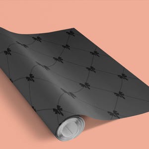 Papel de embrulho elegante preto para presente, papel de embrulho luxuoso com laço preto, papel de embrulho de designer, papel de embrulho preto premium para presente de fim de ano de alta qualidade, laço preto