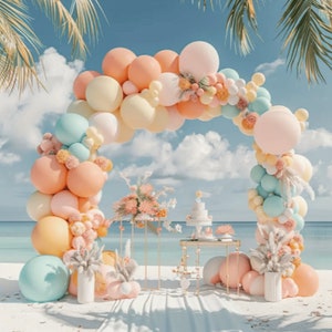 Arco di palloncini pastello per baby shower party Ghirlanda di palloncini per festa nuziale Sfondo di palloncini arcobaleno pastello Facile arco di palloncini Decorazione fai da te