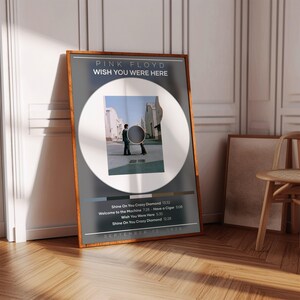 Affiche de Pink Floyd | Je souhaite que vous soyez ici | Impression d'affiches d'album | Poster de la pochette de l'album | Affiche de musique rock | Décoration de la chambre | Cadeau musique