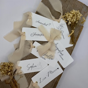 Platzkarte I Namensschild mit Schleife für Hochzeiten, Geburtstage, Events  I Set = 20 Stück