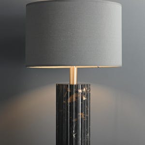 Black Marble Base Table Lamp with Cloth Shade | Luxury Designer Piece for Living Room