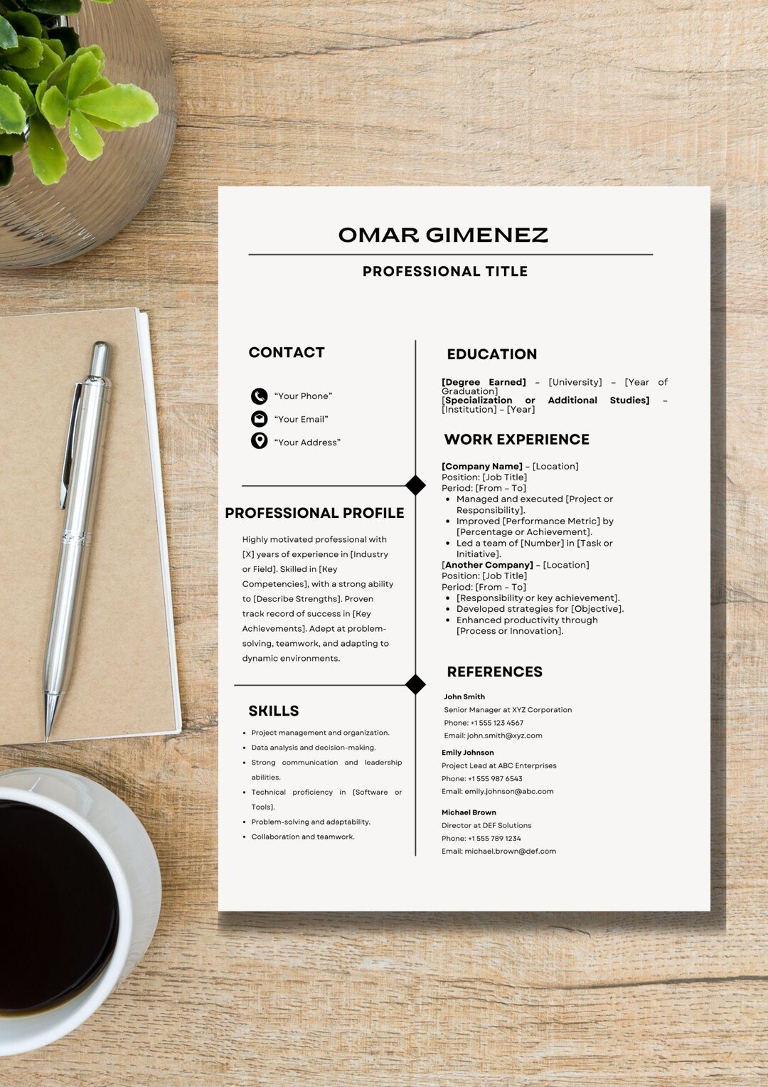 Professional CV Resume Template | Cover Letter Template | Minimalist ...