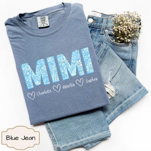 Maglietta Mimi personalizzata con i nomi dei nipoti, maglietta floreale Mimi, regali Mimi, maglietta per la festa della mamma, nomi personalizzati per bambini, maglietta per nonna, maglietta Mimi