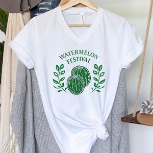 Fruit Shirt Watermelon VNeck Watermelon Shirt, Summer Fruit Shirt, Cottagecore Tshirt, Garden Shirt, Summer Vacation Shirt, Beach Shirt
