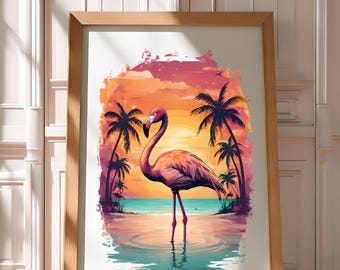 Tropical Flamingo SVG: Summer Clipart, Hibiscus Design (Digital Download)