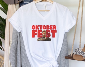 Camiseta de cuello en V del Oktoberfest: Camiseta unisex para el festival de la cerveza alemana