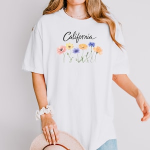 California Poppy California State Flower Comfort Colors Tshirt Flower Tee Botanical Gardening Travel Gift Mother Girlfriend
