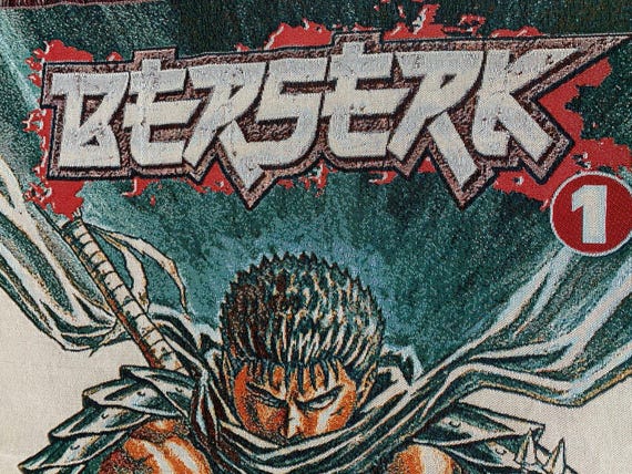 Berserk Guts Woven Blanket Tapestry - Handmade Black Swordsman