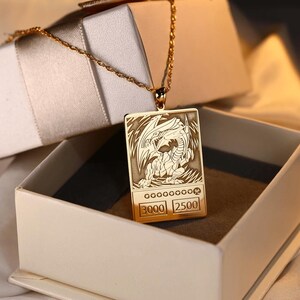 Blue-Eyes White Dragon Yu-Gi-Oh! Pendant Necklace | 925 Sterling Silver with 18” Chain | Optional 18K Gold Plated | Anime Jewelry Gift image 2