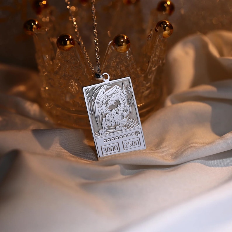 Blue-Eyes White Dragon Yu-Gi-Oh! Pendant Necklace | 925 Sterling Silver with 18” Chain | Optional 18K Gold Plated | Anime Jewelry Gift image 9