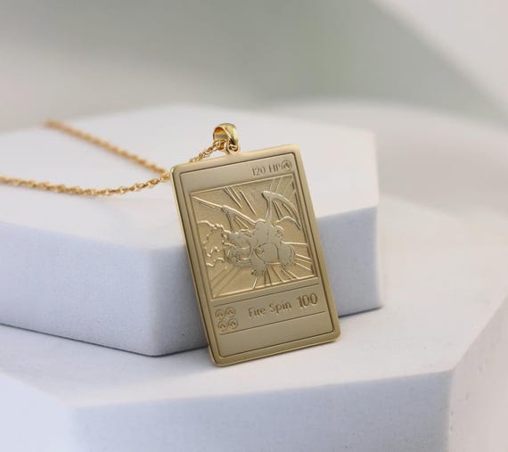charizard pokemon card chain Charizard Pokemon Pendant Necklace | 925 Sterling Silver With 18” Chain |  Optional 18K Gold Plated | Anime Jewelry Gift
