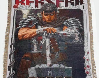 Berserk Armor Woven Blanket Tapestry - Handmade Guts Anime Throw - Dragon Slayer Manga Wall Art - Dark Fantasy Gift for Men Room Decor