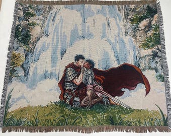 Berserk Tapestry Blanket, Woven Throw Anime Wall Hanging, Dark Fantasy Guts Manga Room Decor
