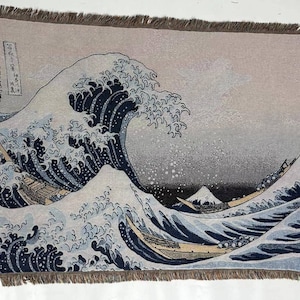 神奈川沖浪裏織り毛布