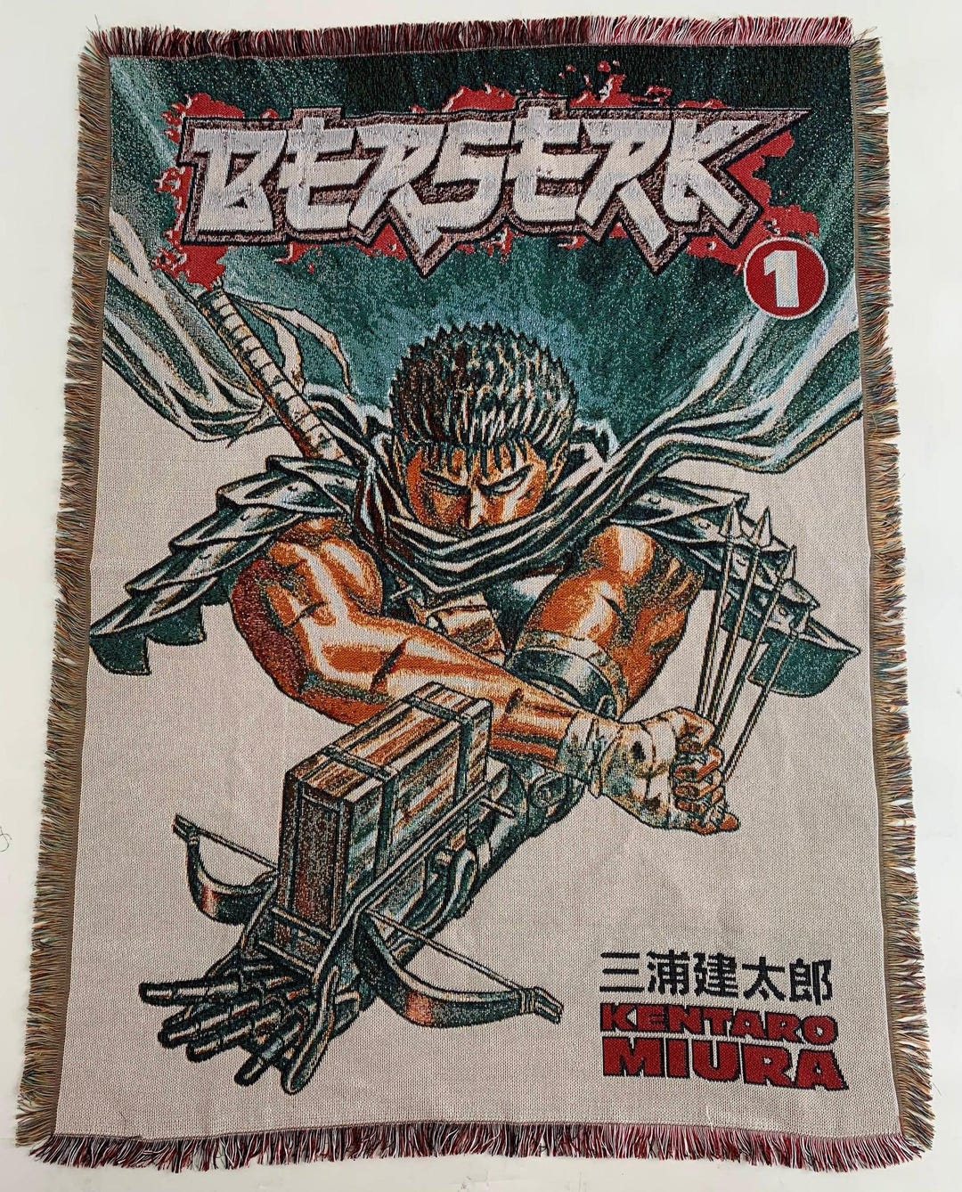 Berserk Guts Woven Blanket Tapestry - Handmade Black Swordsman