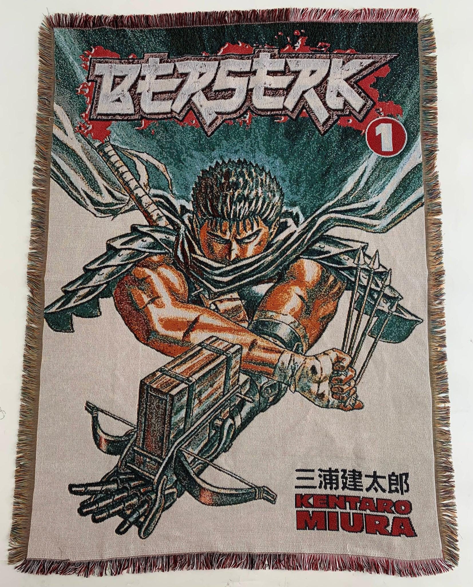 Berserk Guts Woven Blanket Tapestry - Handmade Black Swordsman