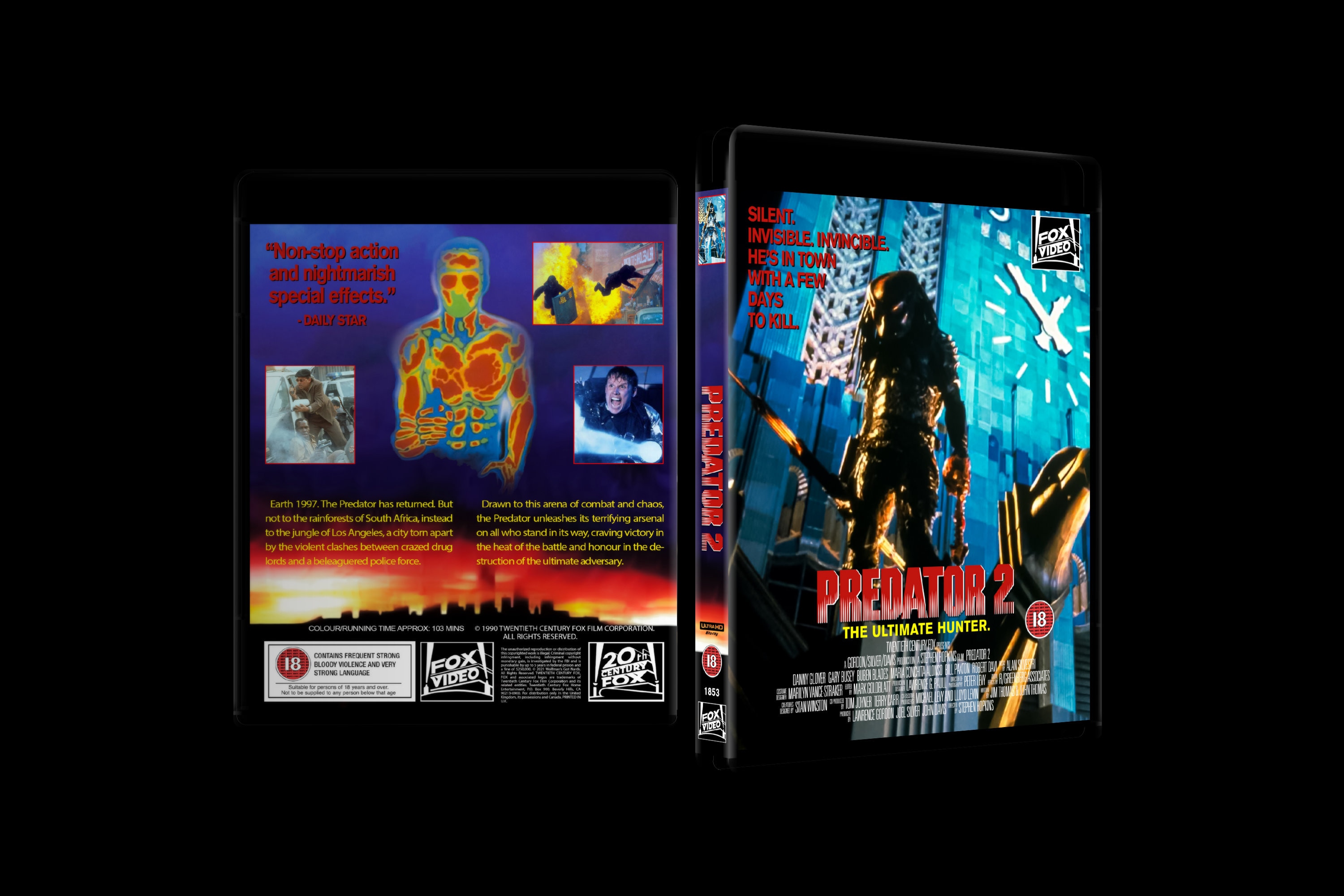 Predator 2 (1990) Custom 4K UHD Blu-ray Replacement Cover 14mm UK Size