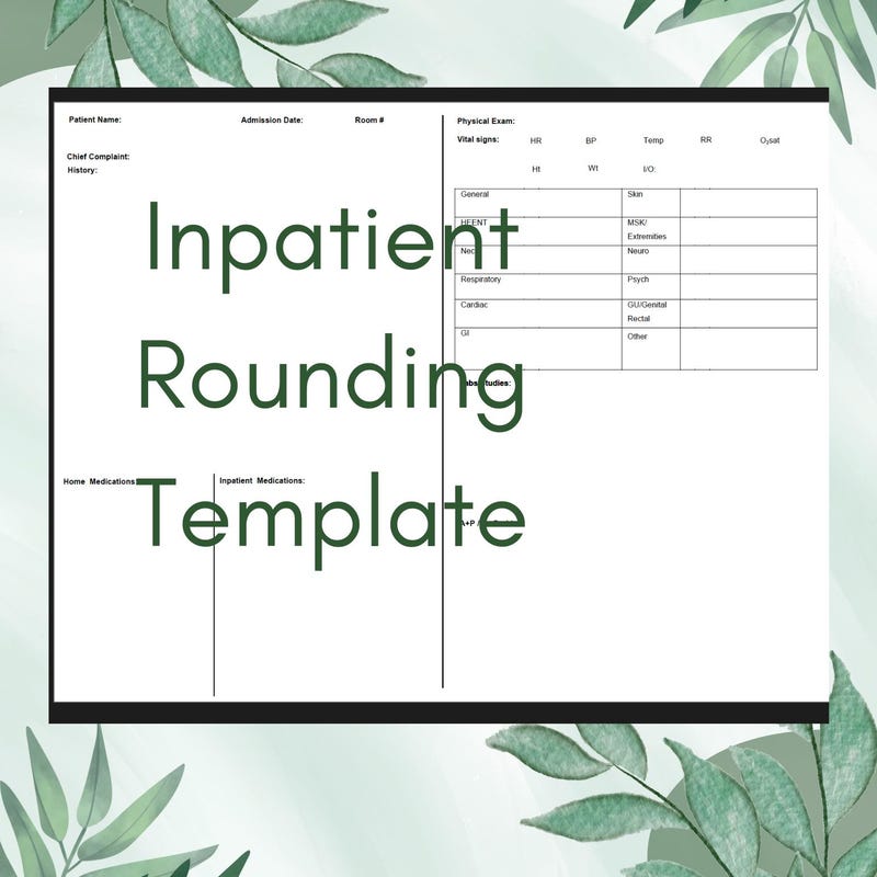 Nursing Rounds Template - Etsy