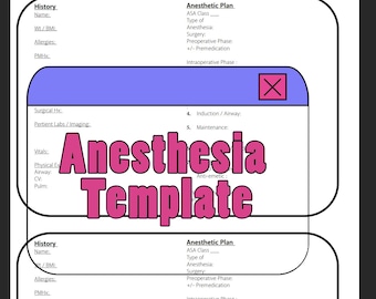 Anesthetic Plan Template