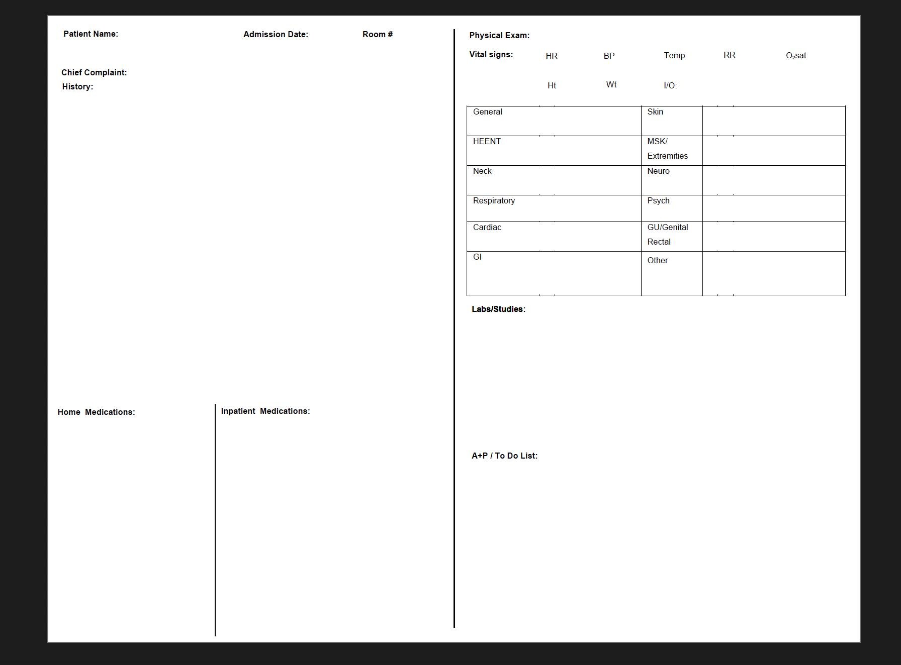 Inpatient Rounding Goals Inpatient Medicine Rounding Template - Etsy