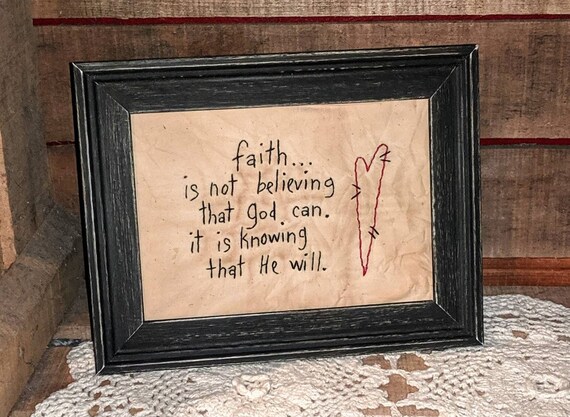 UNFRAMED Handmade 5x7 Primitive God Bless Our Home Stitchery
