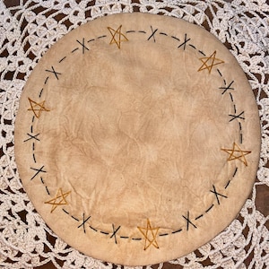Farmhouse Primitive Country Stars Stitchery Candle Mat