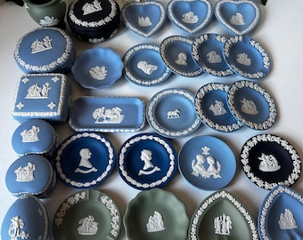 Piatto portaoggetti e scatola vintage Wedgwood Jasperware