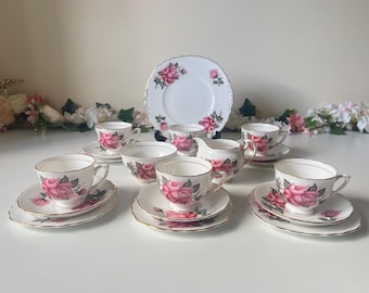 Colclough Pink Rose Trio – Vintage Cup, Saucer & Side Plate, English Bone China-Sold Individually