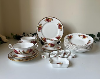Vintage Cottage Rose Fine Bone China Porzellan-Mixed-Kollektion