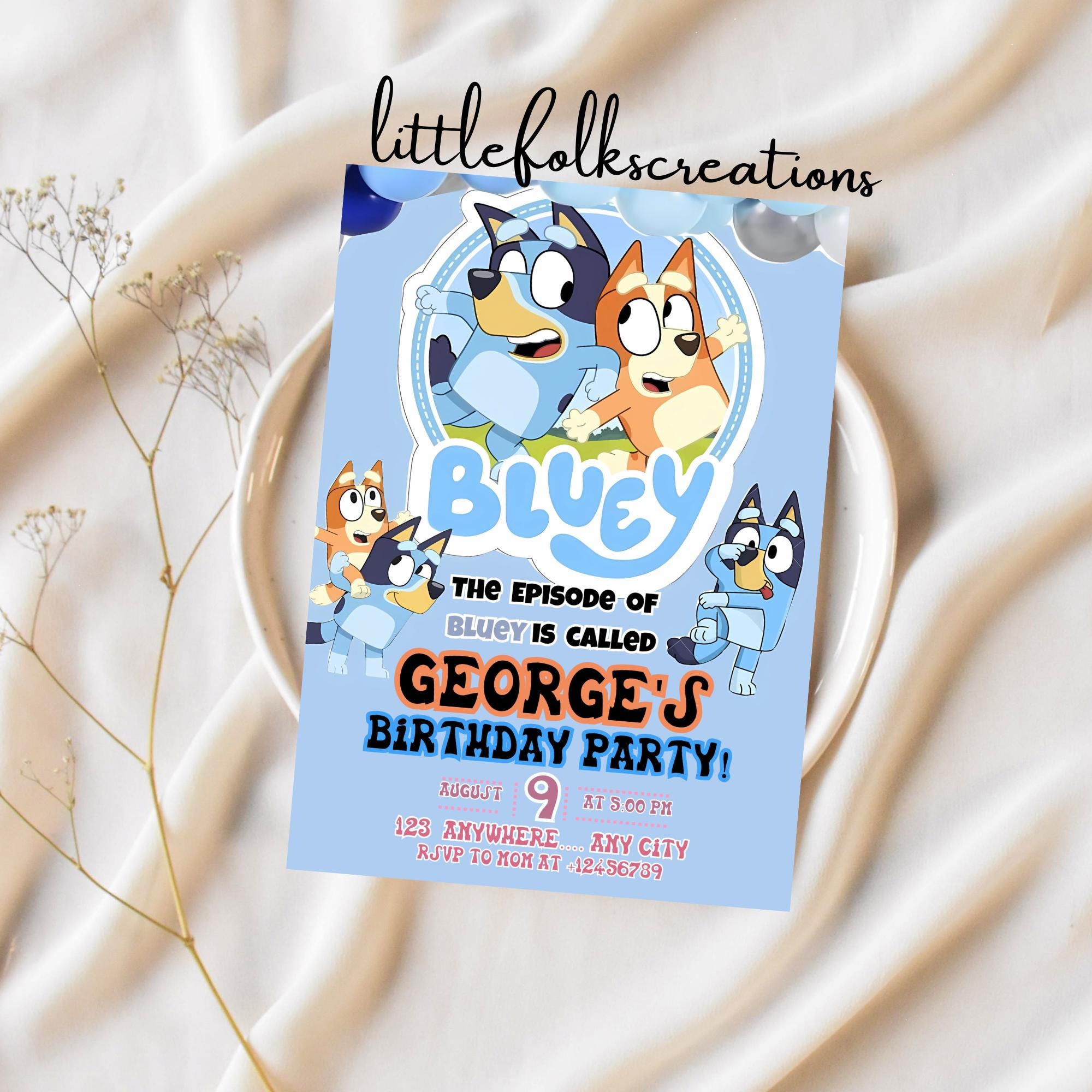 Bluey digital birthday invitation Editable party invite