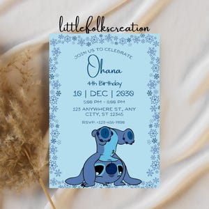 Stitch-Geburtstagseinladung Stitch und Lilo-Geburtstags-Druck oder Anteil Stitch-Geburtstagseinladung Invite für Teenager und Invite Digitale Einladung