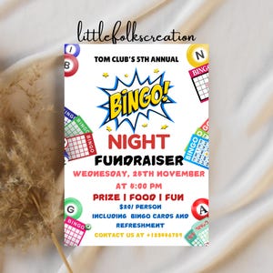 Bearbeitbare Bingo Night Fundraiser Flyer Einladung Vorlage Sofortiger Download Digital 5 x 7 In Vorlage Arbeit Kirche Event Spiel Nacht Einladen