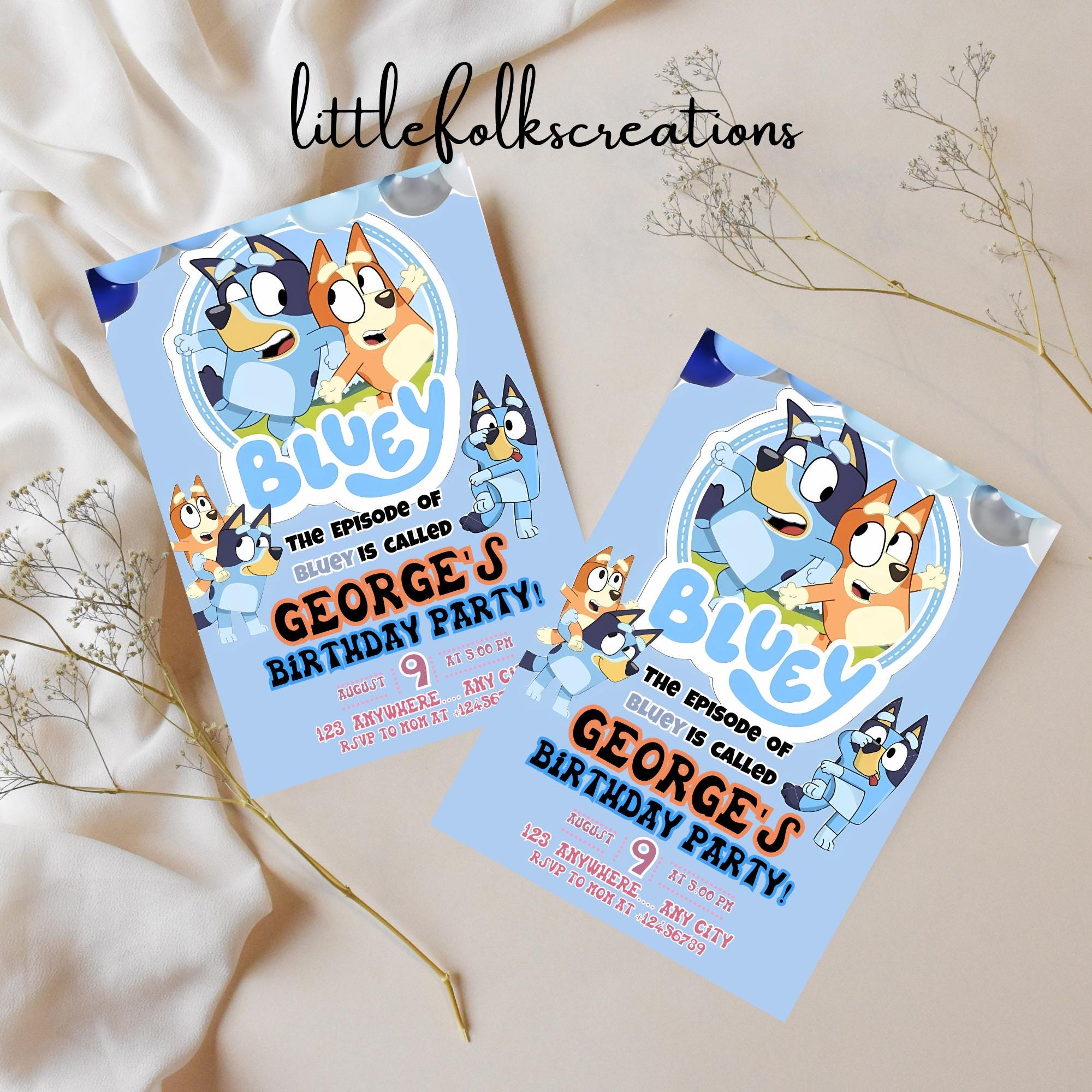Bluey digital birthday invitation Editable party invite