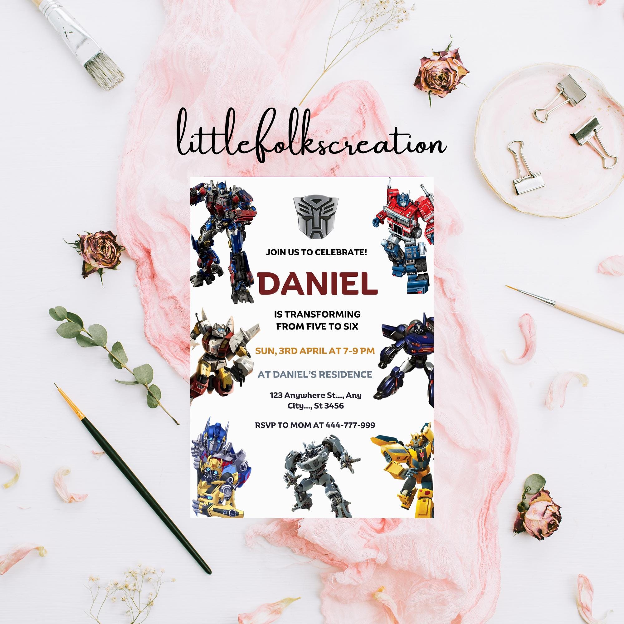 Printable Rescue Bots Birthday Invitation: Transformers Party (5x7 ...