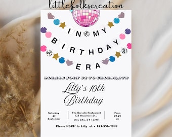 In My Birthday Era Friendship Bracelet Invitation, Girl Birthday Invitation, Birthday Era Digital Download Printable Editable Canva Template