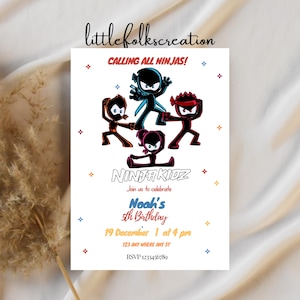 Editable Ninja Birthday Invitation, Ninja Warrior Birthday Party Invite, Ninja Invitation, Ninja Party Invitation, Printable Template