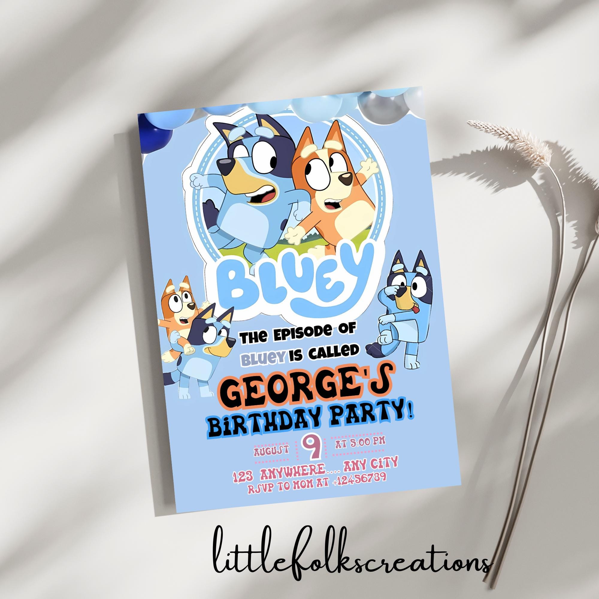 Bluey digital birthday invitation Editable party invite