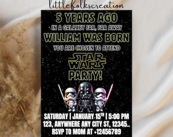 Star Wars Birthday Invitation, Star Wars Party, Star Wars Birthday, Self editable Star Wars Invitation, Canva Template