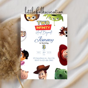 Editable Two infinity and Beyond Birthday invitation | Toy Story Party invitation, Invite 2nd Birthday | Digital kids Birthday invites Canva