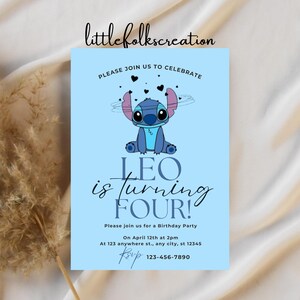 Stitch Invitation, Stitch Birthday Invitation, Lilo and Stitch, Lilo and Stitch Invitation, Stitch, Editable Invitation, Instant Download