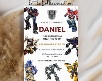 Printable Rescue Bots Birthday invitation, Optimus Prime invite, Autobots Party invitation, Bumblebee invitation, Transformers Party