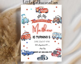 Lightning McQueen Birthday Invitation: Cars Theme, Editable Template (Digital Download