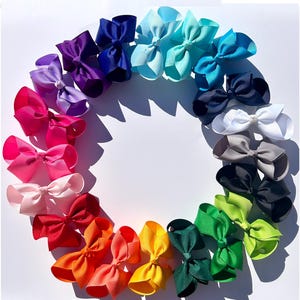 4 Inch Boutique Hair Bow | Alligator Clip | Elastic Nylon Headband | Infant Baby Toddler Girls Newborn | Grosgrain Ribbon | PICK YOUR OWN