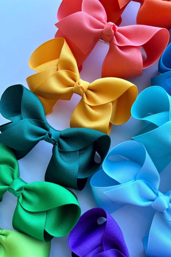 Lot De 2 Barrettes à Cheveux En Ruban Fait Main - Couleurs Jaune, Violet, Blanc - Neuf