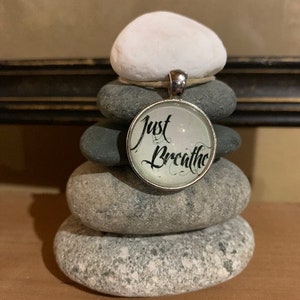 Just Breathe Rock Cairn, Yoga, Mantra Chakra, Balance, Centered, Om, Buddha, Relax, Enlightenment, Yoga Meditation Altar, Health, Namaste