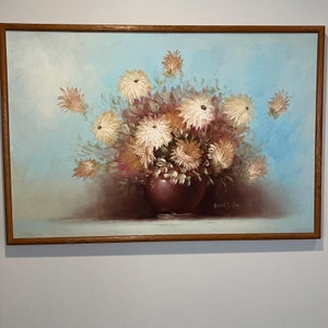 Floral still life oil painting 24x36 Robert Cox signed