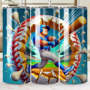 Jogador de beisebol 3D Tumbler Wrap PNG Arquivo digital, Design reto e cônico, Tumbler Wrap de tema esportivo, Download instantâneo